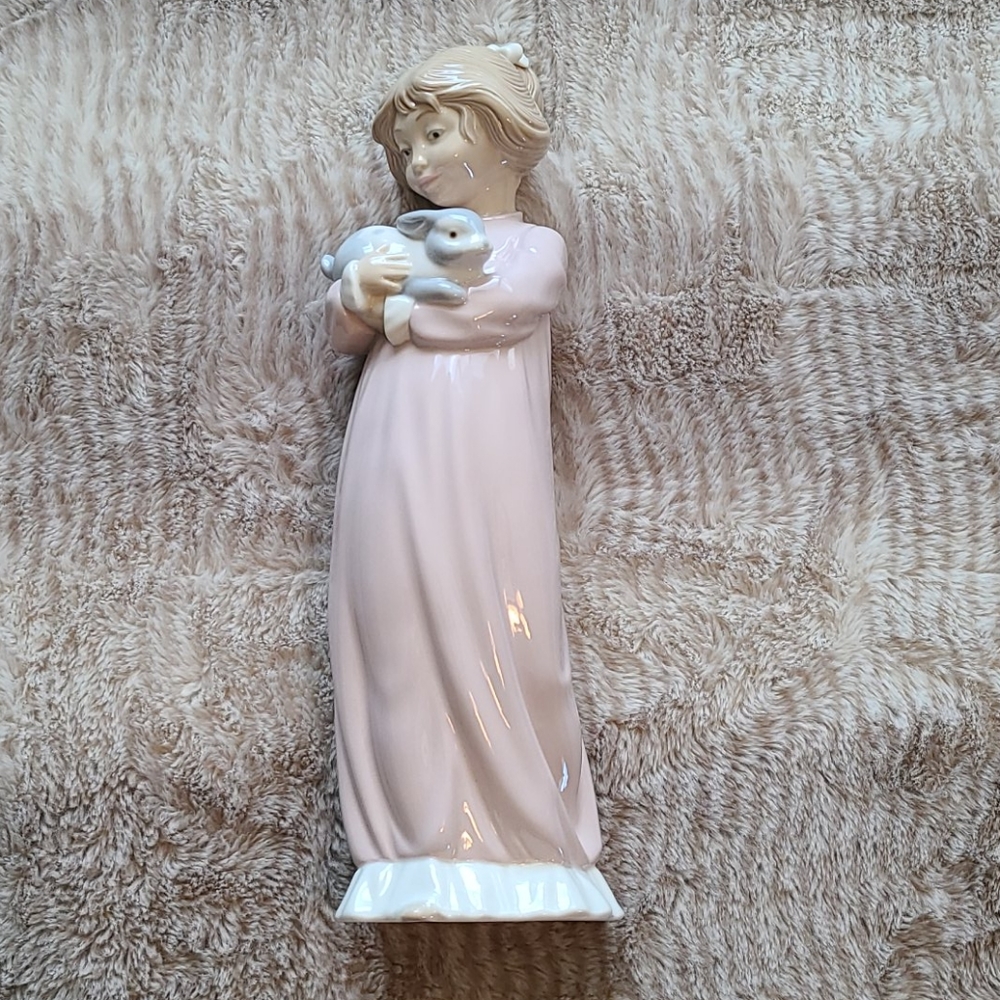 Nao Figurine Girl Holding Bunny